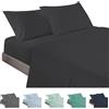 ECOMMERC3 | Set di lenzuola da 4 pezzi, per letto da 160, realizzato al 100% in Spain, set di lenzuola con lenzuolo con angoli, sopra e 2 federe da 45 x 85 cm, colore: nero