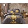 Nuit Des Rêves Set di copertine doppie trapunte (200 x 200 cm), giallo e antracite, 50% cotone, 50% poliestere, include 2 custodie per cuscino (80 x 80 cm), lavabile in lavatrice a 40 °C
