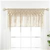 Lush Decor, Mantovana in cotone testurizzato macramè, 127 cm di larghezza x 50,8 cm di lunghezza, neutro, tende da cucina e decorazione da parete, mantovana macramè, tende da bagno per finestre
