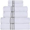 Superior - Set di Asciugamani di Lusso Collezione Hotel, Cotone Egiziano 100%, Bianco/Nero, 900 g, 6 Pezzi