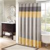Madison Park Tende da bagno in finta seta a righe moderne in microfibra, poliestere, giallo, 182,9 cm di larghezza x 182,9 cm di lunghezza (confezione da 1)