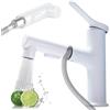 Btstil Rubinetto da bagno con doccetta estraibile, rubinetto lavabo estraibile con 3 tipi di getto, miscelatore monocomando lavabo in ottone per bagno, cromato (bianco)