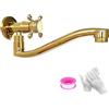 KOPYFANTAP Rubinetto a Parete Acqua Fredda, Girevole a 360° Rubinetti da Esterno a Muro Giardino, Monocomando Rubinettos a Parete Dorato per Cucina Lavello Bagno Lavabo, G1/2 (21 cm)