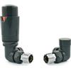 Hot Flow All-Anthracite Estuary Corner TRV - Valvola termostatica per radiatore (coppia) incl. alloggiamento TRV angolare, testa a rotella e rosetta di bloccaggio per una regolazione rapida e semplice