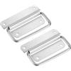 QUARKZMAN Maniglie per Cassa, 2 Pezzi - Maniglia Pieghevole in Acciaio Inossidabile, Maniglie per Cassa di Legno, Cassa Degli Attrezzi, Attrezzatura Industriale, Tagliere, Baule (Argento)