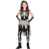 Costume Da Zombie Sposa Bambina | Vestito Da Regina Del Ballo Con Fascia Macchiata Di Sangue E Guanti In Pizzo | Halloween