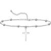 CHIC & ARTSY Cavigliera a croce, cavigliera cristiana a croce in argento sterling 925 per donna, placcata in oro ipoallergenico, catena regolabile