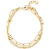 JEWELS BY LEONARDO Bracciale Marella - Collana a doppia fila in acciaio inox dorato - perle infilate in acciaio inox e maglie grossolane - 18-20 cm di lunghezza - Gioielli da donna - 023406