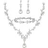 Clearine Set di gioielli da sposa per donna, collana a Y, bracciale tennis e orecchini pendenti, set di cristalli a goccia, marquise cluster per damigella d'onore blu argento,