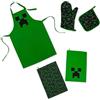 MINECRAFT Ukonic Minecraft Green Creeper Set da cucina | Grembiule, guanto da forno, strofinacci, supporto per pentole