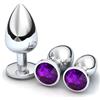 Claglamatree 3 Pezzi Plug Anale Metallo,Giocattoli Anali Argento,Anal Butt Plug con diamante di cristallo, Anal Sesso Giocattoli,Per Uomo, Donna,Principiante (Viola profondo)