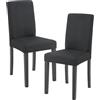 [en.casa] Set di 2 Sedie Imbottite da Sala Pranzo con Gambe in Legno Massiccio Rivestimento in Tessuto per Cucina Salotto Ufficio - Nero