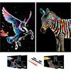 SiYear Scratch Painting Art Paper, Scratchboard Serie di Animali per Bambini e Adulti, Kit per Regali e Arti con 4 Strumenti, Dimensioni: 16''x11'' (Unicorn&Zebra)