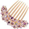 WEIPUER Pettine per capelli da donna con fiori intarsiati e strass, accessorio per capelli da sposa, pettine laterale per ragazze, regalo (viola)