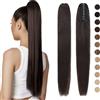 Silk-co (35-55cm) Extension Coda di Cavallo Capelli Veri Umani Ponytail Remy Hair Extension con Pinza 35cm - 1B Nero Naturale