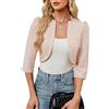 Yesfashion - Cardigan da donna, Bolero a 3/4 manica, elegante, lavorato a maglia, tinta unita, blazer da lavoro, completo per ufficio, sportivo, cardigan, albicocca, M