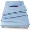 Blumtal Set lenzuola letto singolo 3pz - completo letto singolo certificato OEKO-TEX - lenzuolo con angoli 90x190x30cm + lenzuola singolo 160x275cm + federa cuscino 50x80cm in microfibra - in azzurro