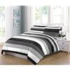MK Home Textile Set copripiumino a righe, 100% cotone, 200 fili, morbido, reversibile, colore bianco, rosso, nero, grigio, per letto matrimoniale, super king size (grigio a righe, super king)