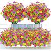 YSUVIN 6 Mazzi Di Fiori Artificiali Viola Giallo Rosso Rosa, Fiori Finti In Plastica, Decorazioni Con Piante Artificiali, Adatti Per Interni, Esterni, Balconi E Giardini