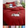 Utopia Bedding Copripiumino 3 pezzi Una Piazza e Mezza - Microfibra Copripiumino 200x200cm + Federe 50x75cm (Rosso)