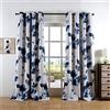 Taisier Home Tende oscuranti per finestre, 183 cm, con stampa a inchiostro tradizionale cinese con foglie e fiori stilizzati, opere d'arte, tende blu intenso per soggiorno, camera da letto e cameretta