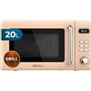 Cecotec Microonde digitale con griglia da 20 litri Proclean 5110 Retro Beige. 700 W in 5 livelli, timer fino a 60 minuti, 8 programmi e modalità sbrinamento, design vintage in beige