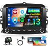Inefala 7 Pollici Autoradio Android 13 per Fiat 500L 2013-2019 2 DIN Schermo (2+64GB) con Wireless CarPlay Android Auto FM RDS GPS Bluetooth WiFi Comandi al Volante Telecamera Posteriore