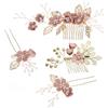 STOBOK 4 pezzi Fermagli a pettine, Pettine per capelli da sposa, Perle Fiore Strass pettine per Sposa, accessori per capelli per sposa e damigelle donore - fiore rosa