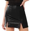 KOEMCY Gonna in Pelle Donna Mini Gonna Sottile in PU Nero Sexy Minigonna Gonna Corta a Tubino Aderente a Vita Alta (Nero, S)