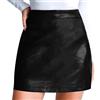 KOEMCY Gonna in Pelle Donna Mini Gonna Sottile in PU Nero Sexy Minigonna Gonna Corta a Tubino Aderente a Vita Alta (Nero, L)