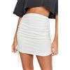 KOEMCY Gonna Donna Vita Alta Sexy Minigonna Corta Lavorata a Maglia Plissettata Con Coulisse Slim Fit Bodycon Skirt Party Clubwear (Bianco, XL)