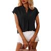 BKEPDY Camicia Donna con Scollo a V Camicetta Manica Corta Blusa Chiffon Elegante Camicette Estiva Maglietta Casual Top Tinta Unita T Shirt