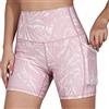 KOEMCY Pantaloncini Sportivi Donna, Fitness Pantaloncini a Vita Alta Elastico Corsa Leggings Shorts Pantaloni Sportivi Corti Donna Push Up con Tasche per Palestra Allenamento Yoga (Rosa, XL)