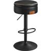 VASAGLE EKHO Collezione - Sgabello Cucina Girevole a 360°, Sgabello da Bar Regolabile in Altezza con Scomparto, Rivestimento con Cucitura, Moderno di Metà Secolo, Montaggio Facile, Nero Inchiostro