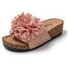 JOMIX Ciabatte Donna Estive Pantofole Moda a Zeppa Casuole con Fiori Suola in Sughero per Spiagia Mare SD9173-6 Rosa, 37
