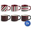 H&h 2x Confezione 3 tazze the Holly in new bone china decorate cc 200
