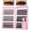 SIISTAS - Kit di extension per ciglia, ciuffetti singoli morbidi, 30D, 40D, 50D, 60D, 80D, 100D, 8-16 mm, ciglia finte effetto russo, curvatura a D, con colla e fissante (B01Kit)
