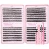 SIISTAS Kit di extension per ciglia, 560 pezzi, ciuffetti di ciglia singoli, 30D, 40D, 50D, 60D, effetto naturale, curvatura a D, 8-16 mm, con colla, fissante e pinzetta per ciglia, per fai da te (B02Kit)