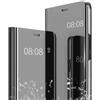 JIAFEI Custodia per Xiaomi Redmi Note 13 PRO 5G/Poco X6 5G, Custodia Luxury Mirror Flip Traslucido Clear View Specchio Standing Cover Anti Shock Placcatura Smart Cover Protezione, Nero