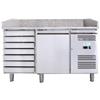 Forcold Tavolo refrigerato e banco pizza, ventilato ad un' anta e cassettiera in acciaio AISI201. PZ1610TN-FC