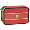 Franco Cosimo Panini FERRARI KIDS - Astuccio Scuola Ufficiale Ferrari, Astuccio 3 Scomparti Bambino con Set Cancelleria, Penna Cancellabile Blu Frixion e Pratica Chiusura a Zip, 20x13Hx7 cm, Rosso Rudy