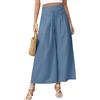 PASUDA Pantaloni Donna Pantaloni in Lino Estivi 7/8 Pantalone Gamba Larga Leggeri Larghi Pantaloni Elastici in Vita con Tasche Tinta Unita Casual Pantaloni Donna Comodi (Blu, XXL)