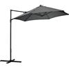 Outsunny Ombrellone da Giardino 2.6x2.6 m con Rotazione a 360°, Ombrellone Decentrato a Braccio con Base a Croce e Presa d'Aria in Acciaio e Poliestere 180 g/㎡, per Terrazzo e Cortile, Beige