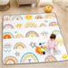 Funsland Tappeto Gioco Bambini 127x127cm - Tappeto Neonato Gattonamento, Pieghevole Morbido & Spessa Tappeto Tummy Time Neonati, Arcobaleno Tappeto Gioco Sensoriale Interattivo per Bambini 1 2 3 Anni