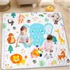 Funsland Tappeto Gioco Bambini, 127x127cm Tappeto Neonato Gattonamento, Pieghevole Morbido & Spessa Tappeto Tummy Time Neonati, Animale Tappeto Gioco Sensoriale Interattivo per Bambini 1 2 3 Anni