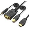 BENFEI - Cavo da HDMI a VGA, 3 m placcato oro, con alimentazione e audio, compatibile per computer, desktop, laptop, PC, monitor, proiettore, HDTV, Chromebook, Raspberry Pi