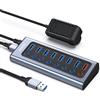 BENFEI HUB USB 3.0 Alimentato 8in1, 7 Porte USB 3.0 e 1 Porte Carica Rapida con Interruttore LED on/off e Adattatore di alimentazione 18W, Compatibile PC MacBook Windows Mac OS Linux (8in1)