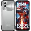 DOOGEE Blade10 Power Rugged Smartphone, 24(6+18) GB+256GB, 10300mAh, Smartphone Rugged 90Hz 6.6" HD+ IPS, Octa Core Android 14, 50MP+8MP, Triple Card Slot, Fingerprint ID/Face Unlock/NFC/OTG, Argento