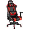 TecTake® Poltrona da Ufficio Ergonomica, Sedia Gaming con Braccioli Imbottiti, Doppie Rotelle Resistenti, Struttura Robusta, Regolabile, Portata fino a 120 kg - Nero/Rosso