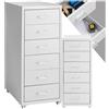 TecTake® Cassettiera A Rotelle In Metallo, Schedario Uffici, Mobiletto Ufficio 6 Cassetti, Raccoglitore Documenti, Cassettiera Ufficio Porta Documenti in Acciaio 41 X 28 X 69 cm - Grigio
